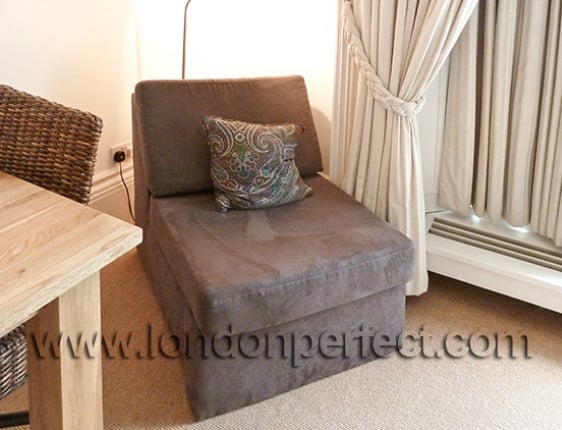 Brown Suede Chair Flips Open To Convert To Single Bed