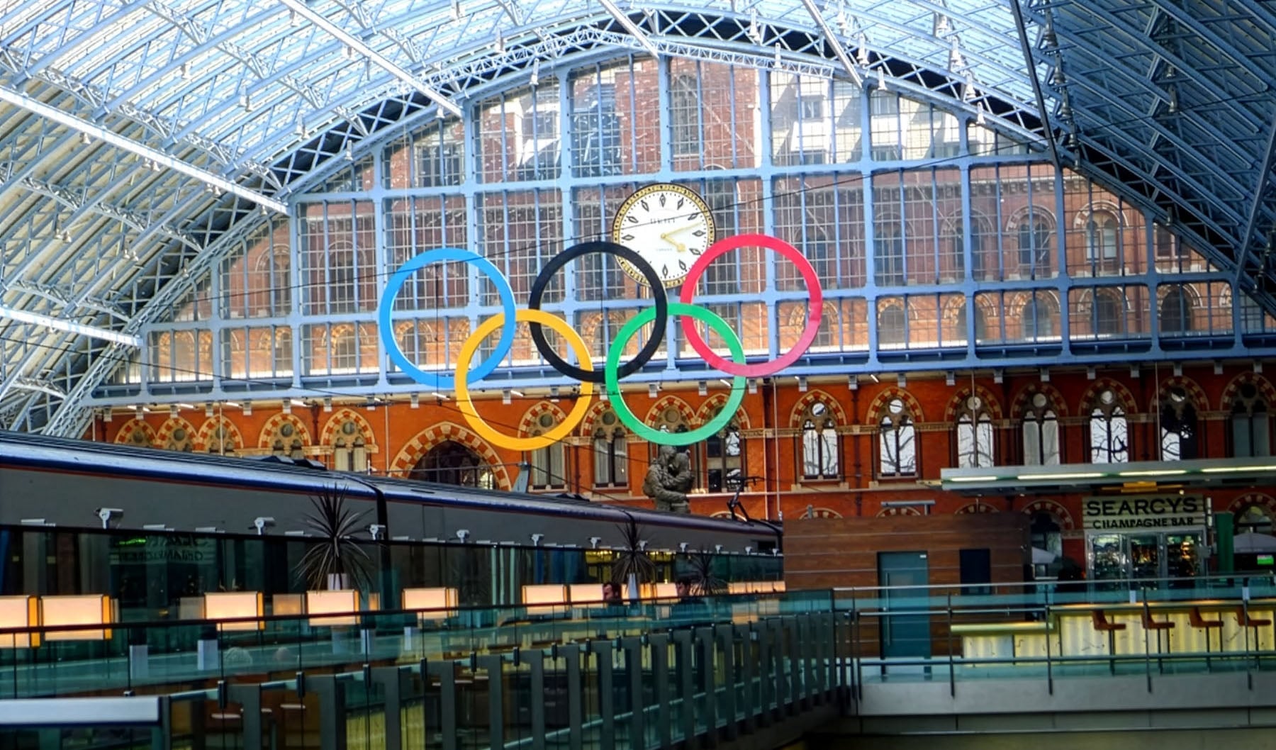 The Olympic Rings in St. Pancras Station - a beautiful site!