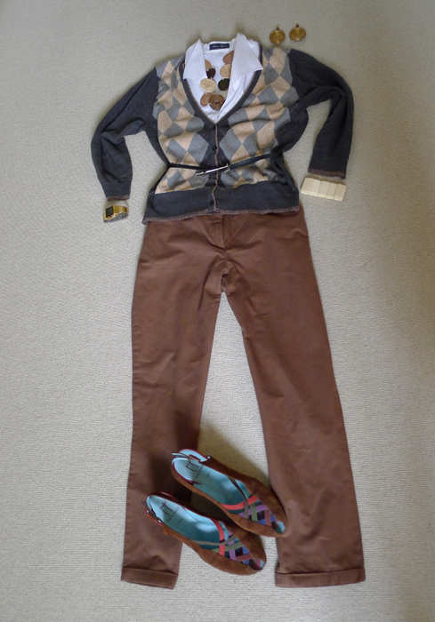 Sweater goes with brown slacks too... I'm going to wear it out!