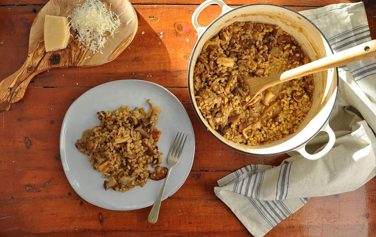 Wild Mushroom And Roasted Garlic Barley Risotto