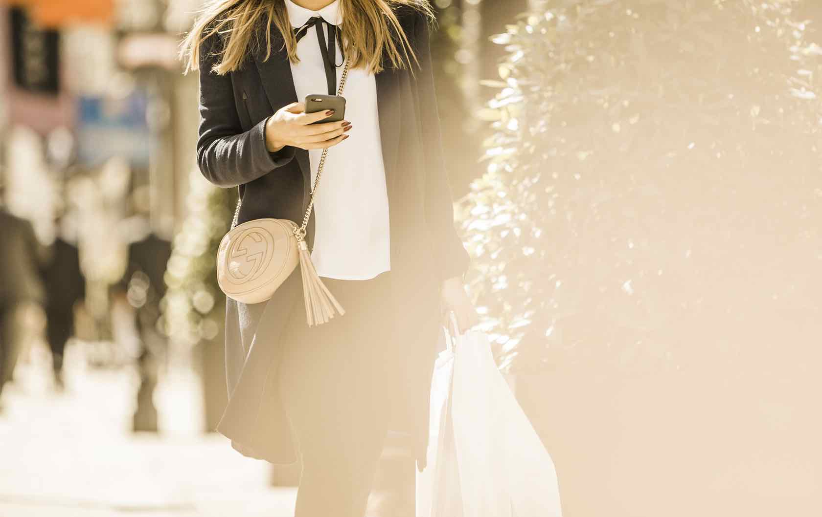 Woman shopping in London