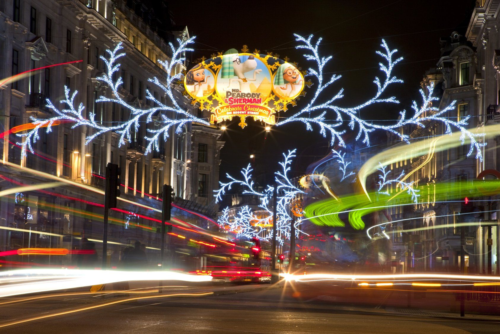 LONDON, UK - DEC 1ST 2013: The Christmas lights on Regent Street in London on 1st December 2013.