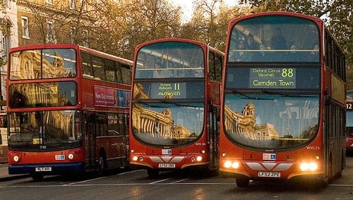 Buses Lined up in London