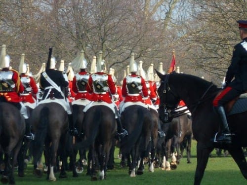 Household Cavalry Soldiers on Parade London Hyde Park