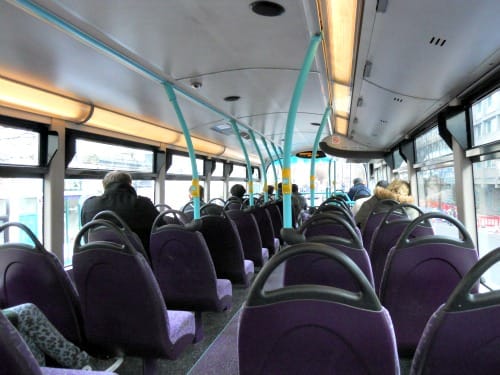 Upper level of London bus