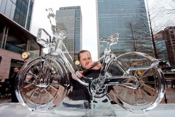 Sculpting a bike from ice? It must be The London Ice Festival.