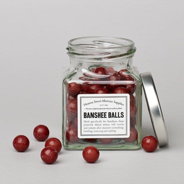 Banshee Balls: ' ...to soothe and restore after excessive screeching, howling, moaning and wailing"