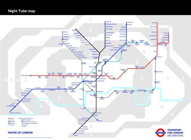 Night Tube Map